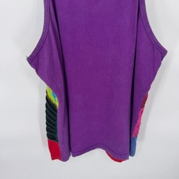 Vintage Y2K‎ Ocean Queen Patchwork Hippie Festival Top Womens XL Cotton Purple - Picture 8 of 8